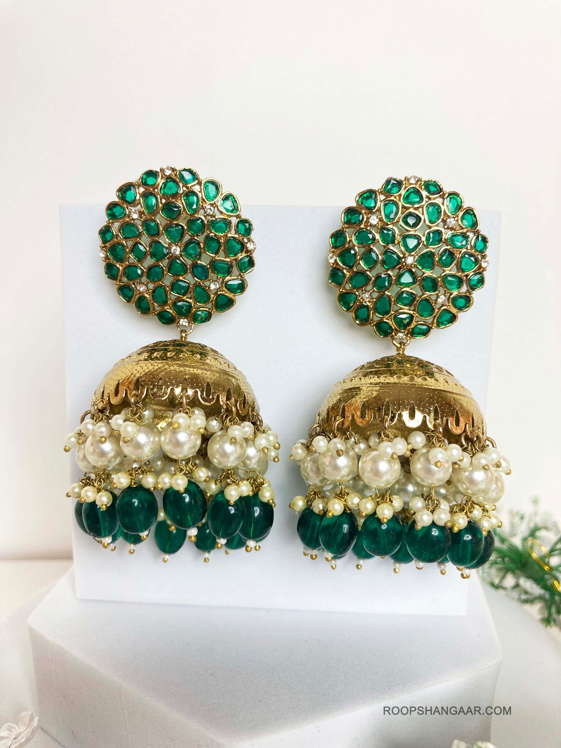 Emerald Chhaya Jhumkis