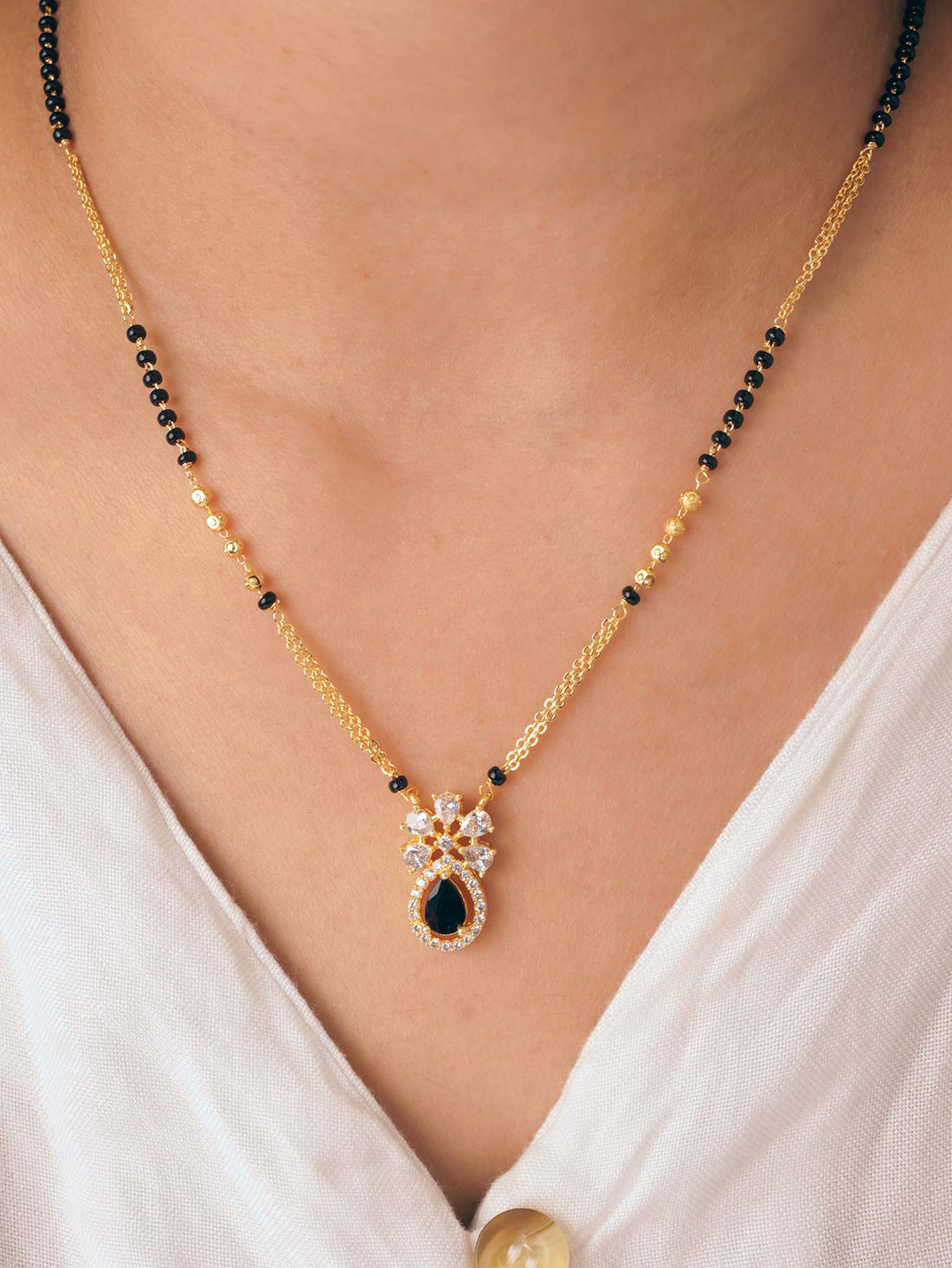 Pihu's Favourite - 18 Carat Gold Plated Diamond Mangalsutra