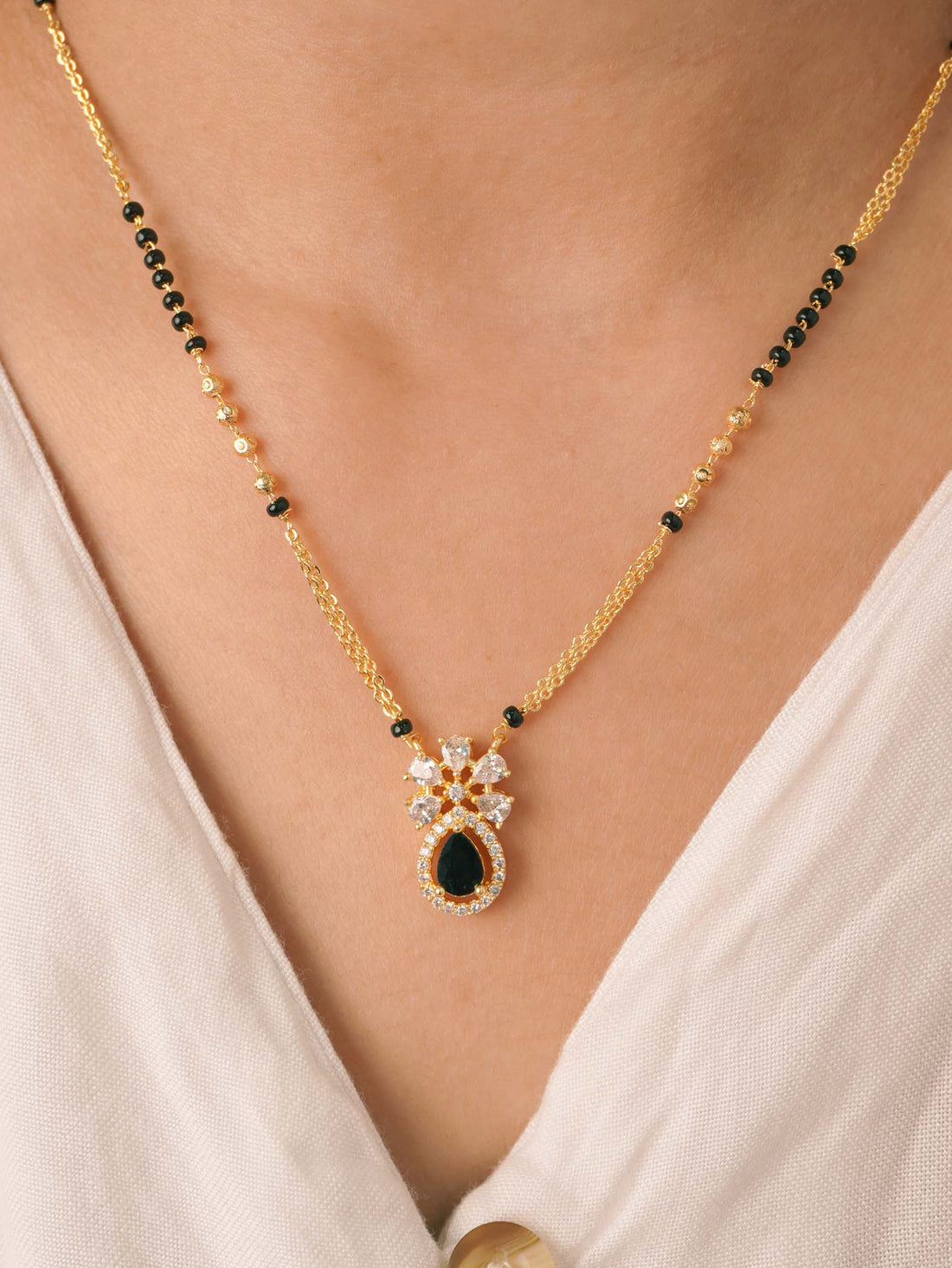 Pihu's Favourite - 18 Carat Gold Plated Diamond Mangalsutra
