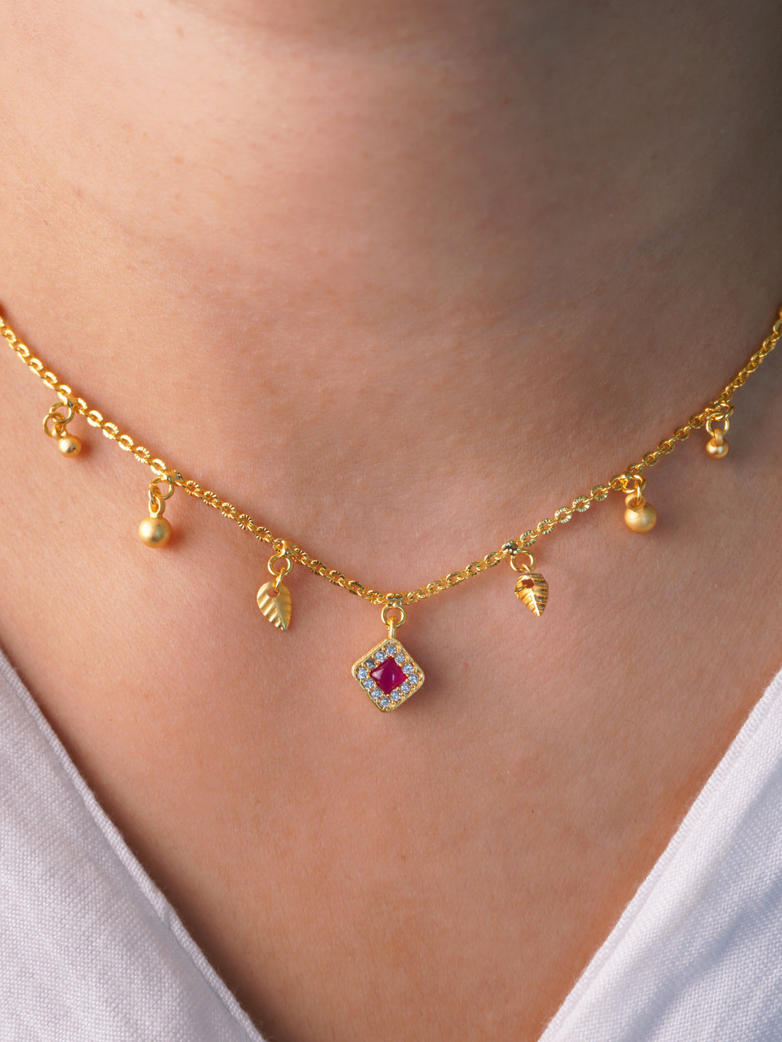 Anti-Tarnish Tanvi 18k Gold Plated Necklace for Women & Girls