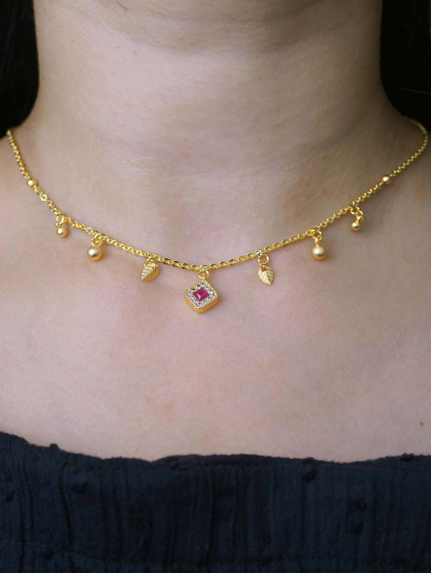 Anti-Tarnish Tanvi 18k Gold Plated Necklace for Women & Girls