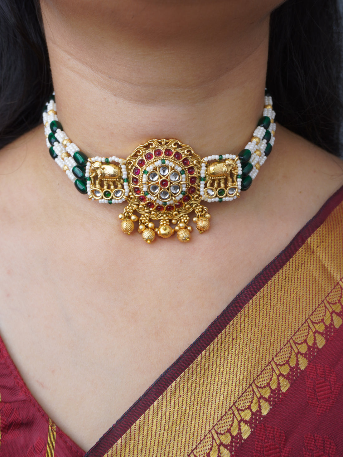 Emerald Lavanya Elephant Jewellery Set
