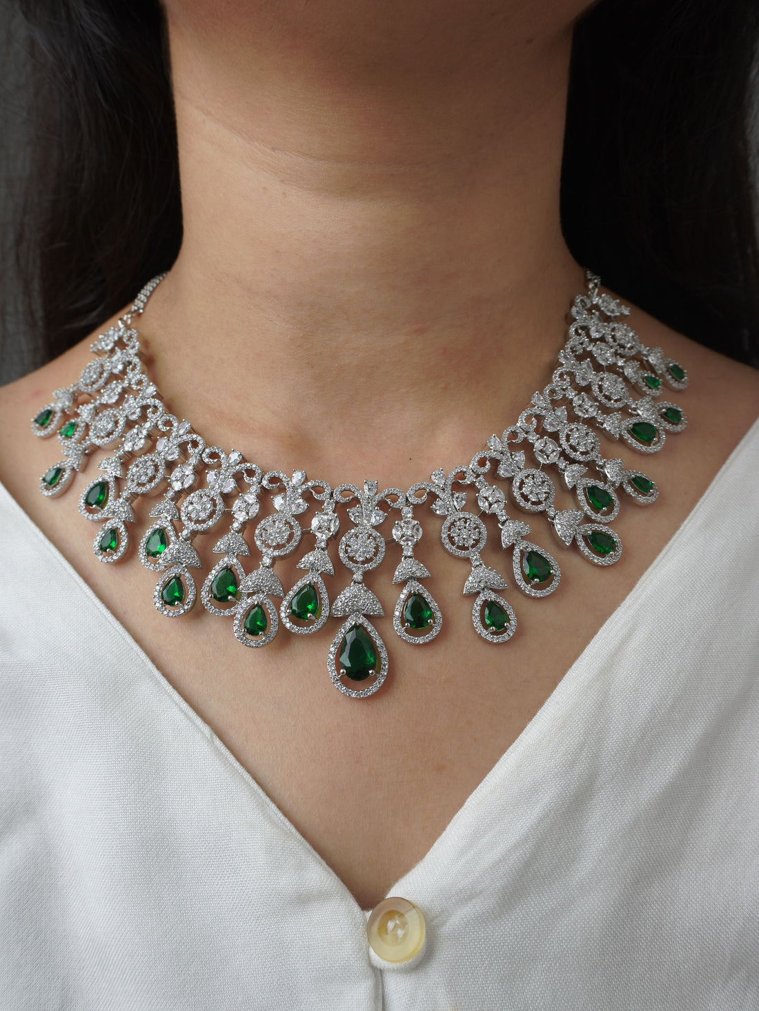 Emerald Green Jelvi Zirconia Statement Jewellery Set