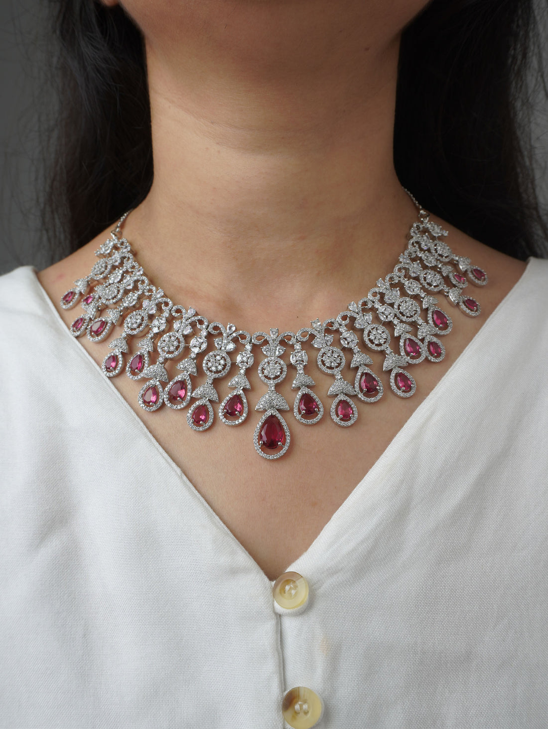 Ruby Jelvi Zirconia Statement Jewellery Set
