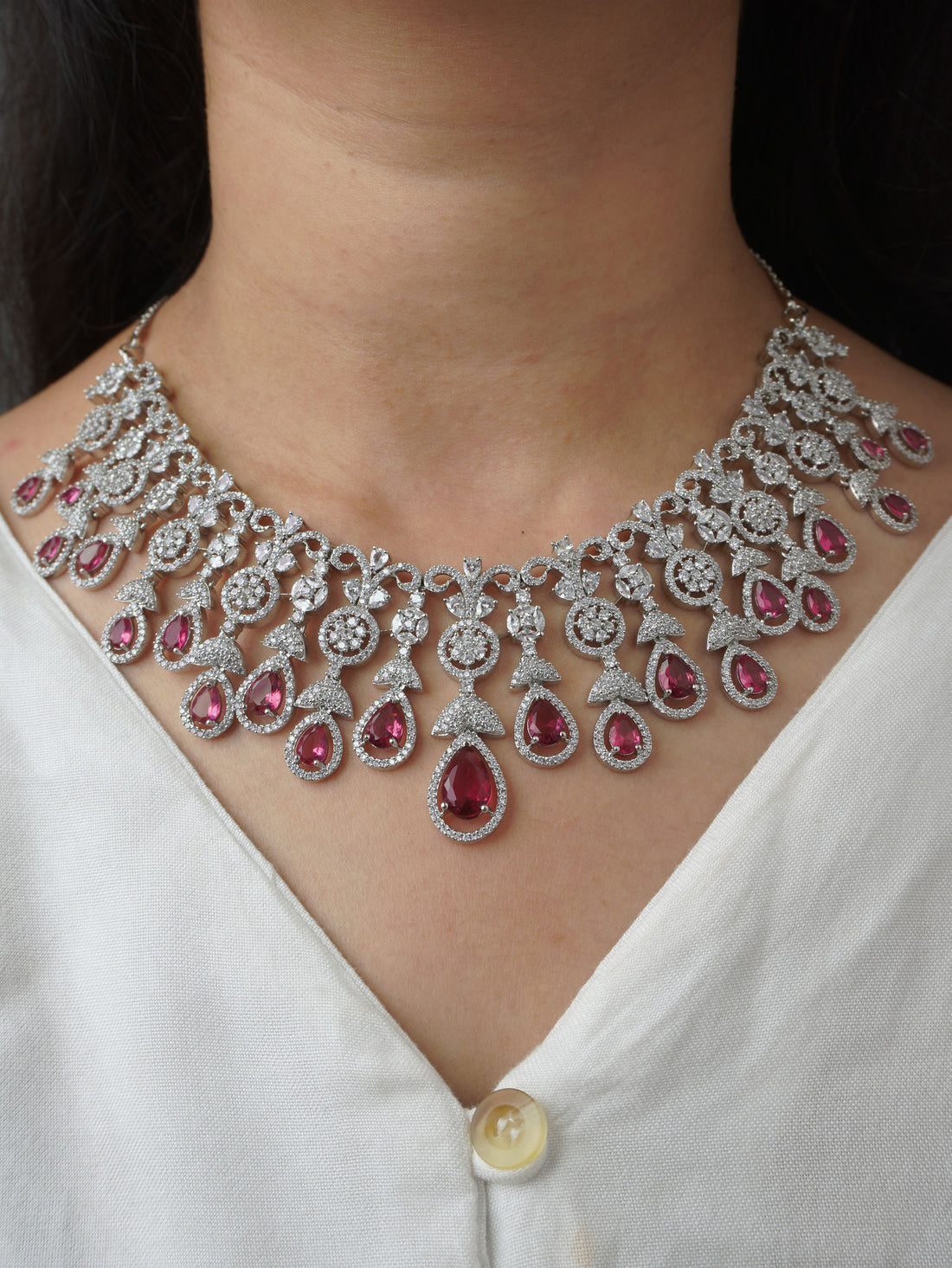 Ruby Jelvi Zirconia Statement Jewellery Set