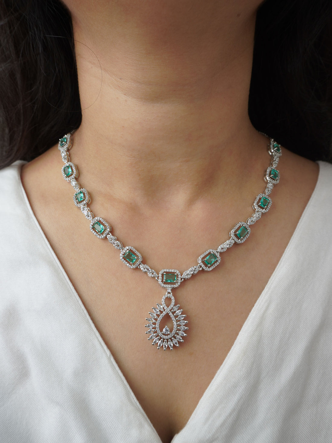 Rama Green Zoe Zirconia Jewellery Set