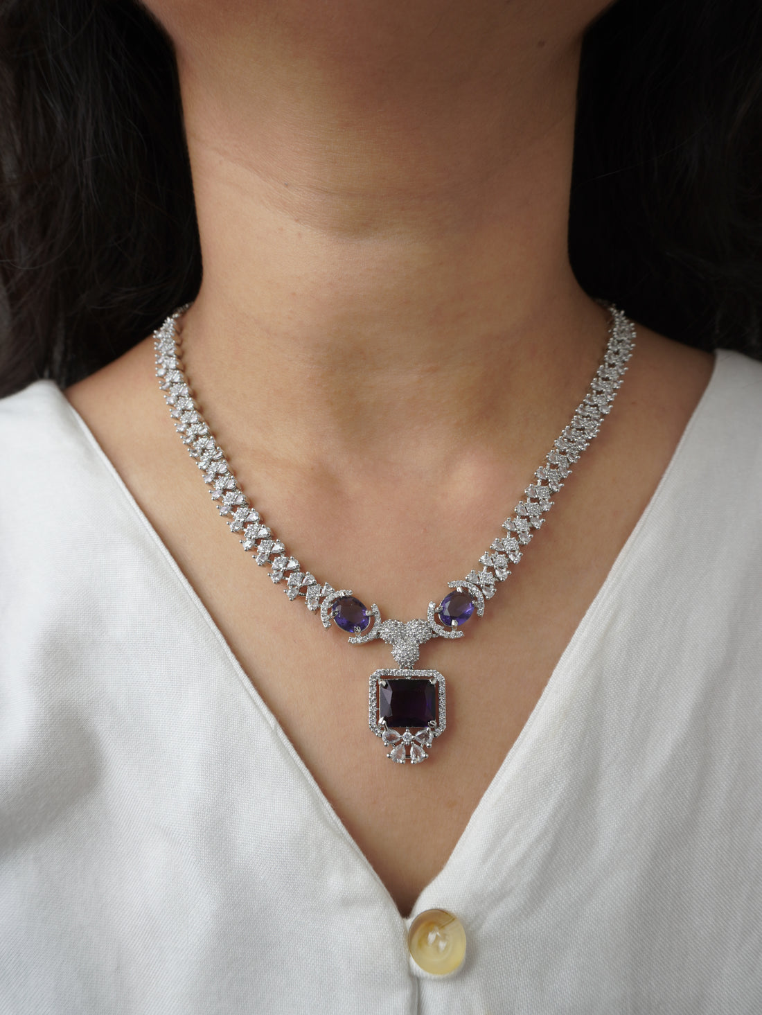 Purple Jennifer Zirconia Jewellery Set