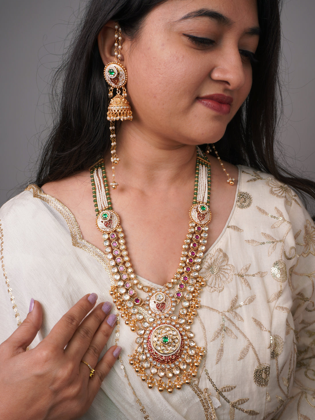 Kohinoori Moissanite Kundan Bridal Jewellery Set