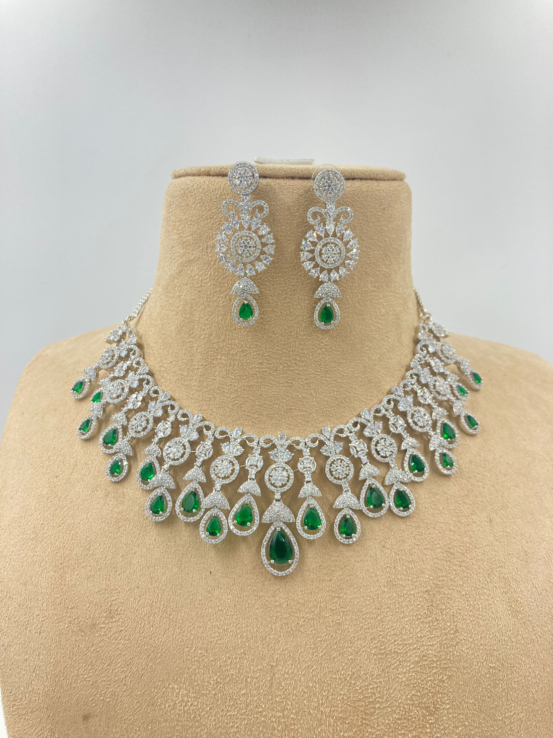 Emerald Green Jelvi Zirconia Statement Jewellery Set