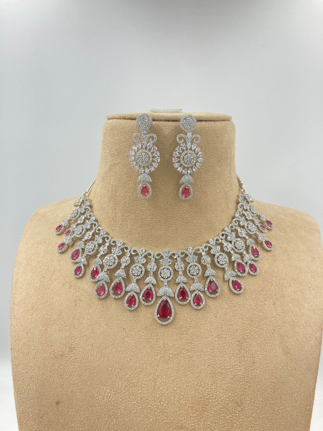 Ruby Jelvi Zirconia Statement Jewellery Set