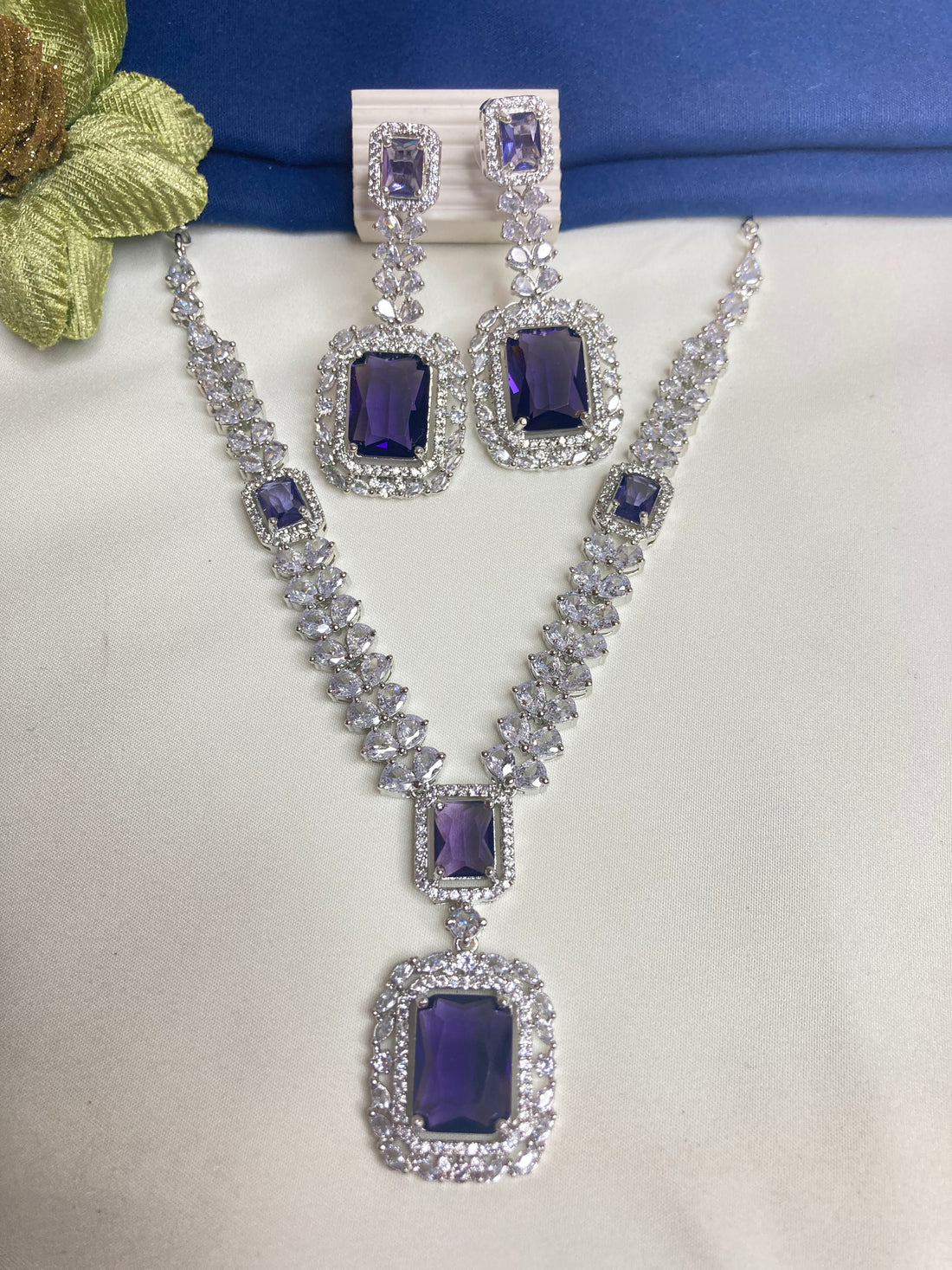 Purple Greta Zirconia Jewellery Set