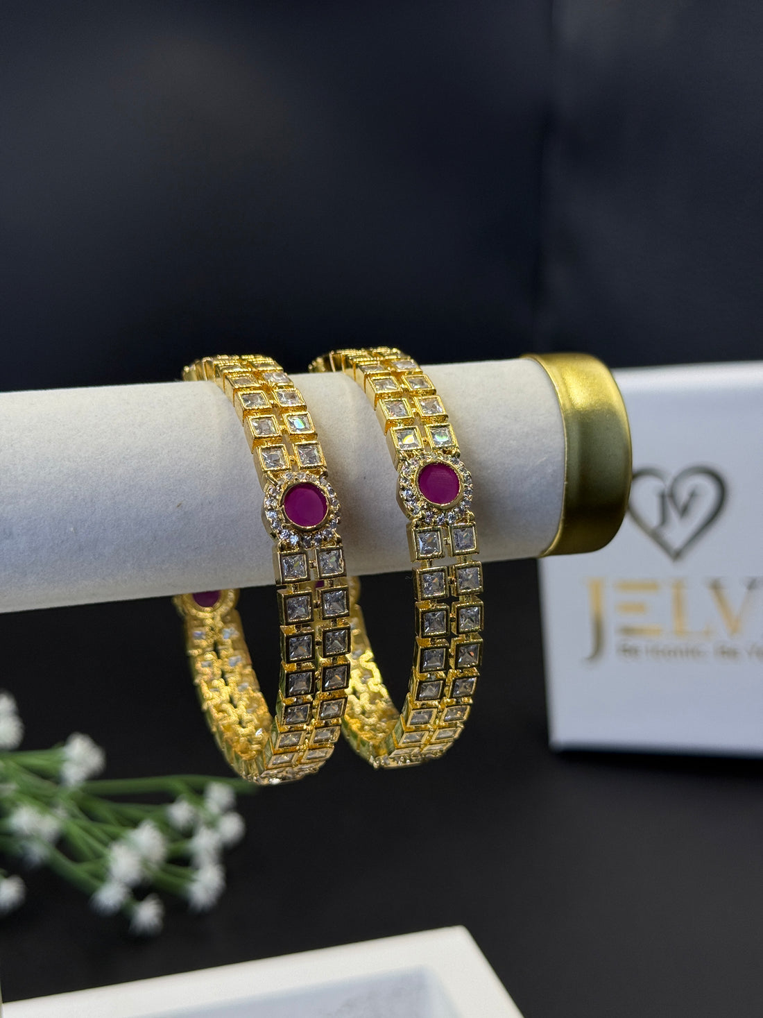 Aarohi's Grace Premium AD Gold Plated Bangles