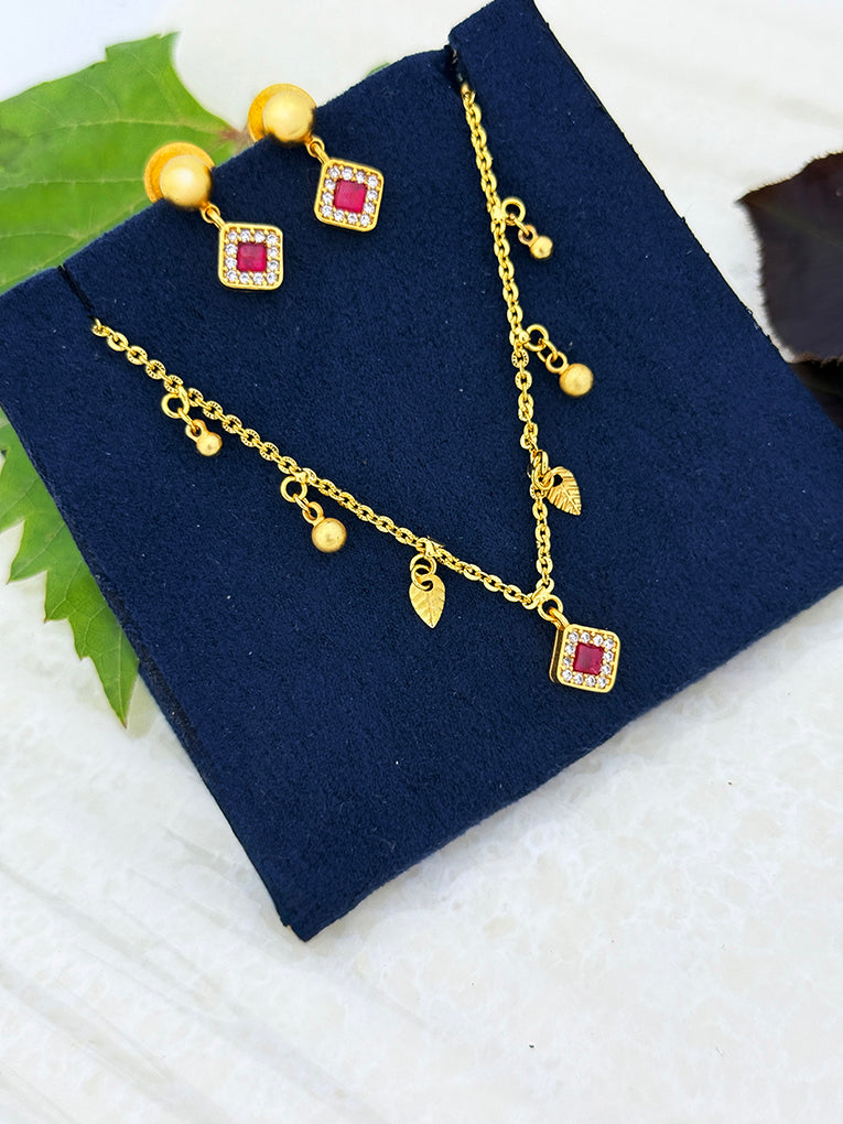 Anti-Tarnish Tanvi 18k Gold Plated Necklace for Women & Girls