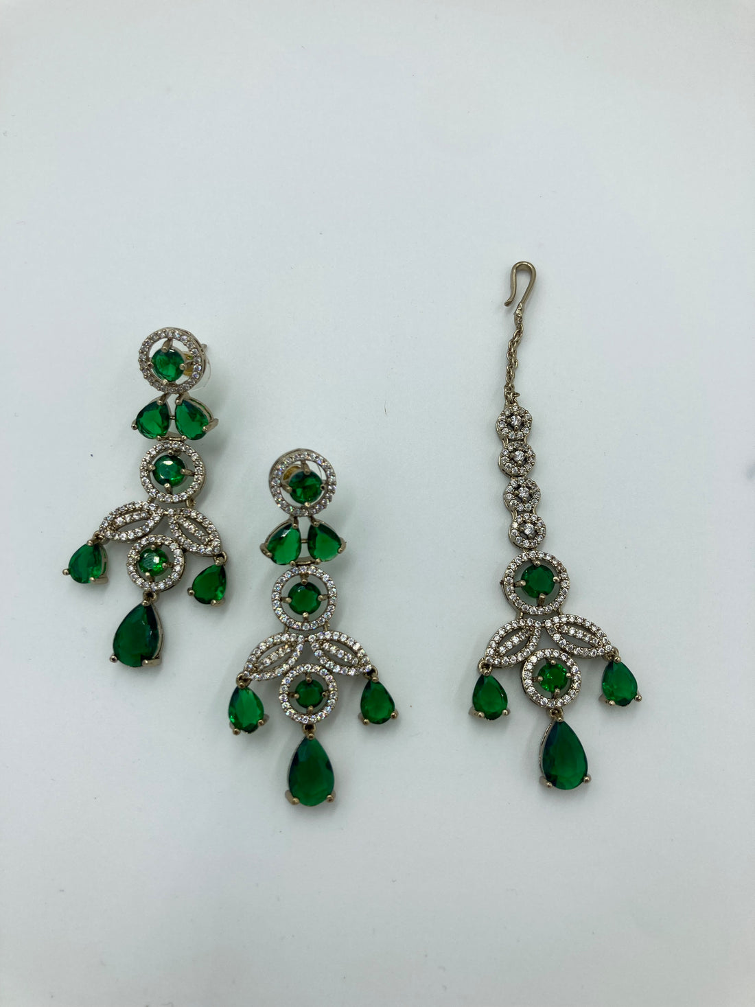 Emerald Green Jacqueline Zirconia Jewellery Set - Mehendi Polish