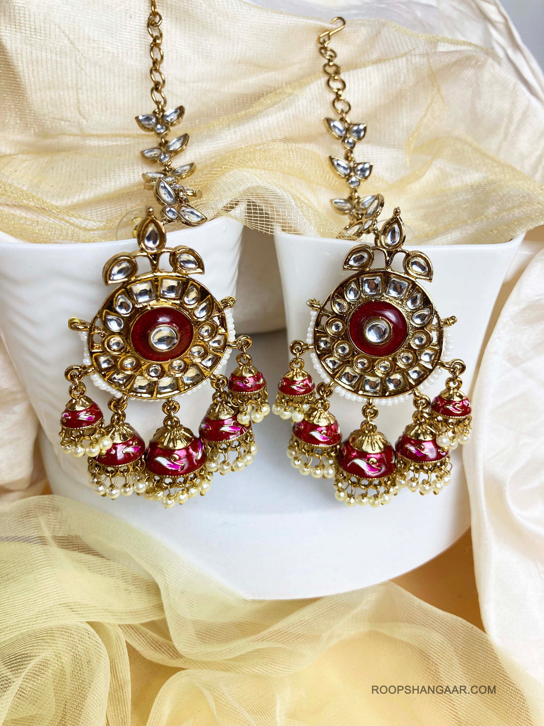 Red Jalak Jhumkis