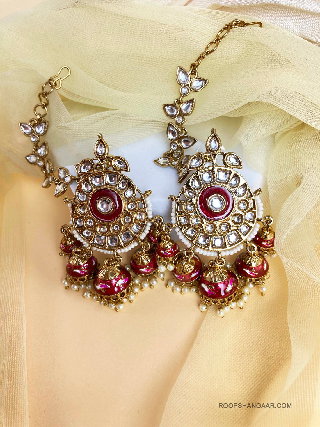 Red Jalak Jhumkis