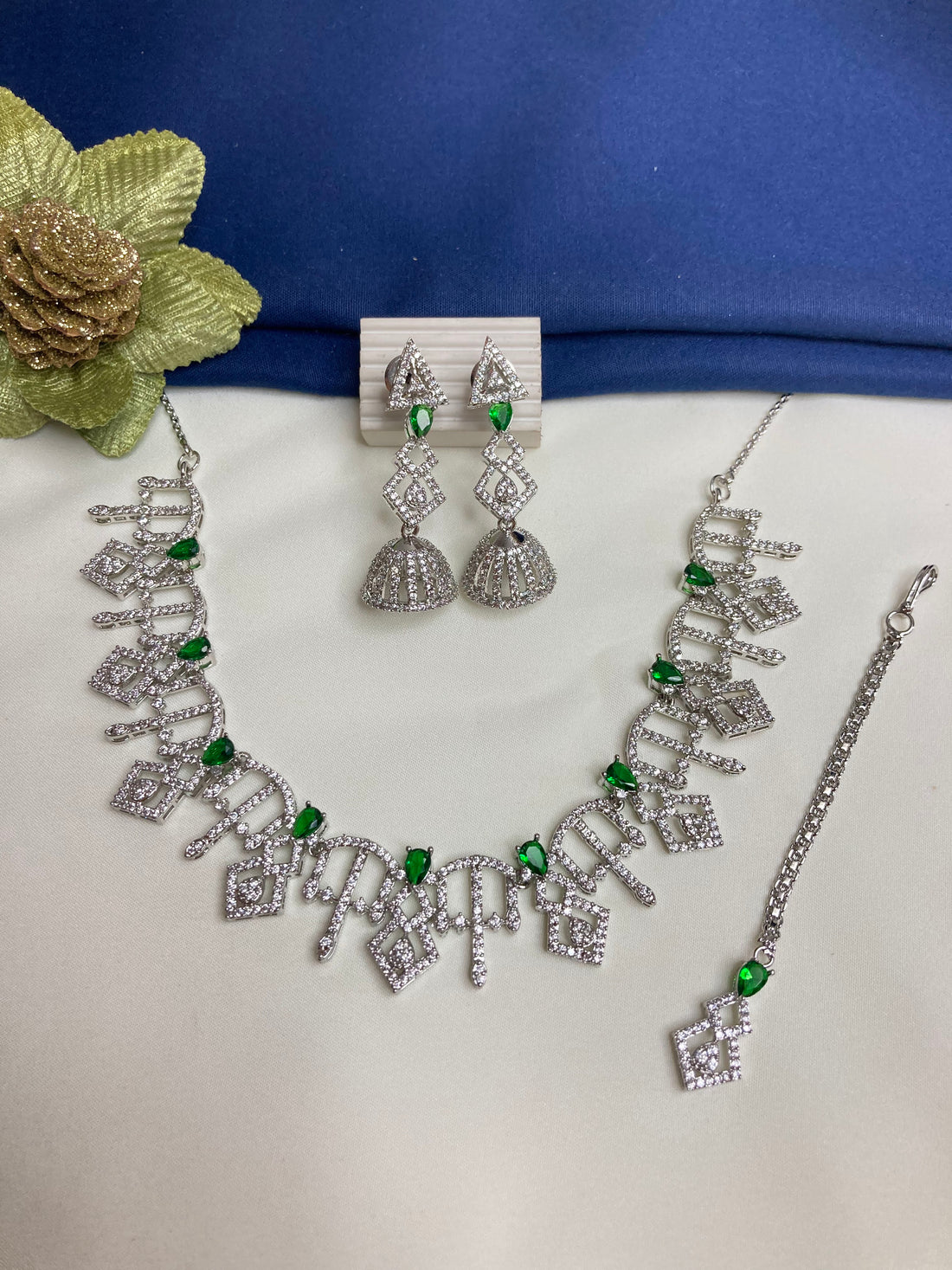 Green Kena Zirconia Jewellery Set