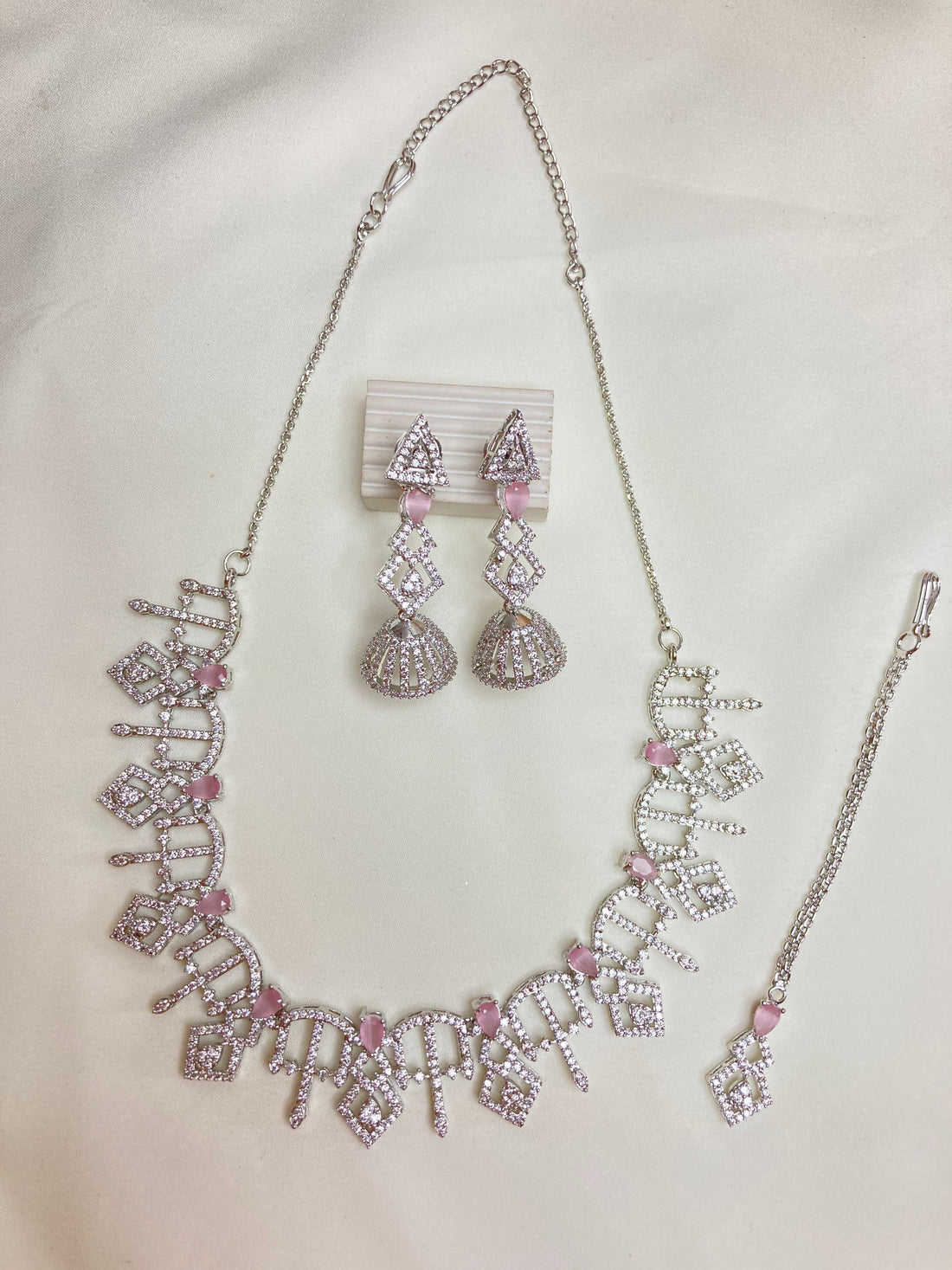 Pink Kena Zirconia Jewellery Set
