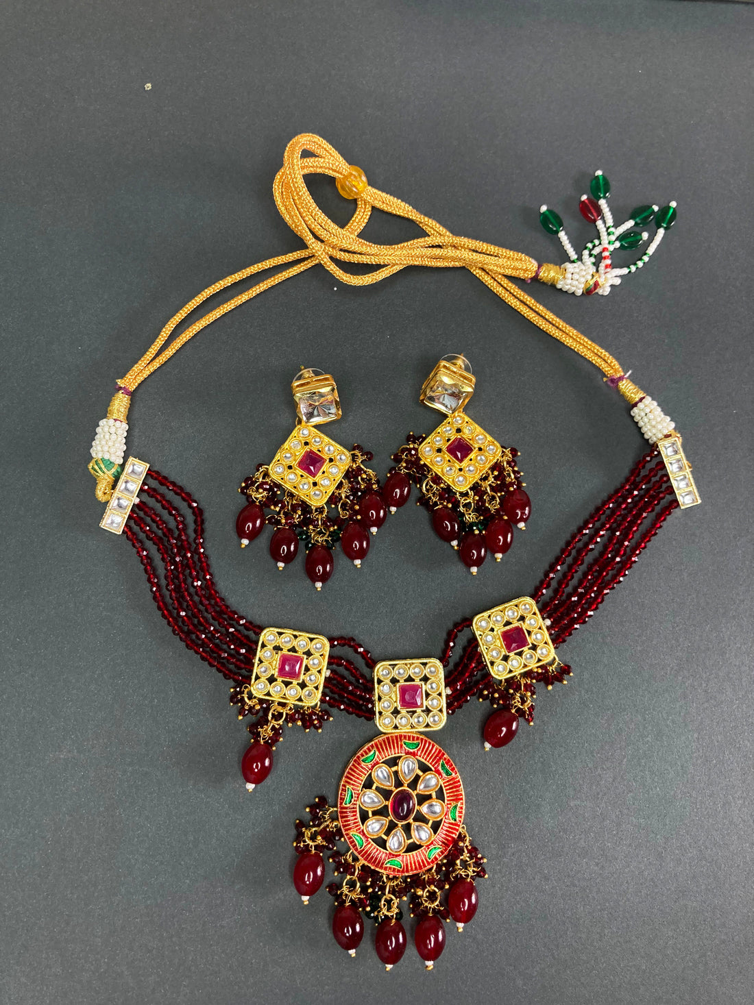 Maroon Mita Jewellery Set