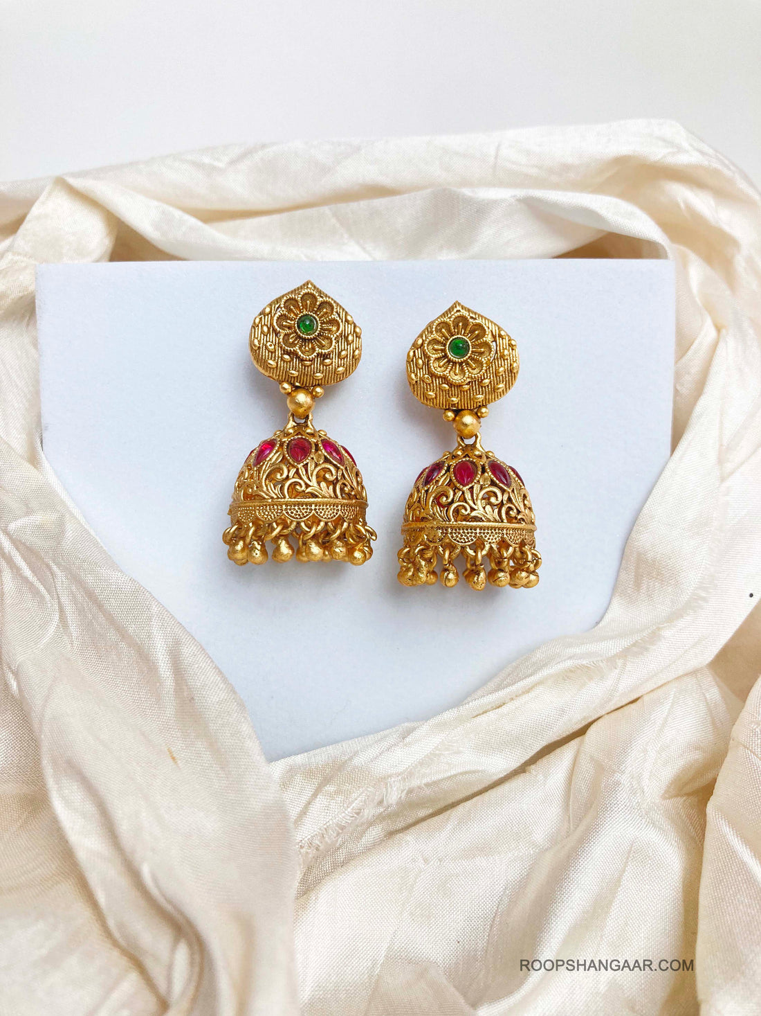 Multicolor Minaxi Temple Jhumkis