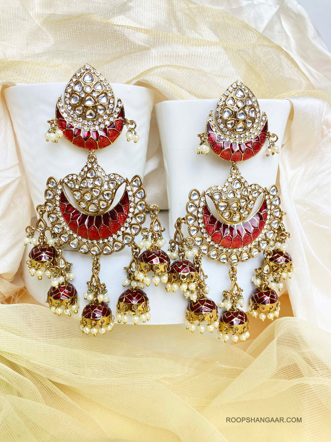 Maroon Nupur Jhumkis