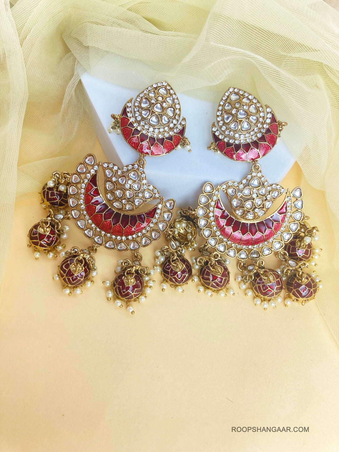 Maroon Nupur Jhumkis