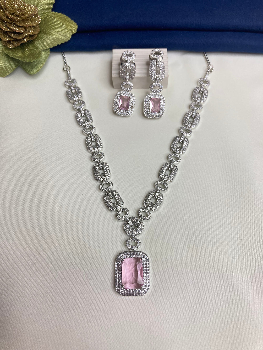 Pink Olivia Zirconia Jewellery Set