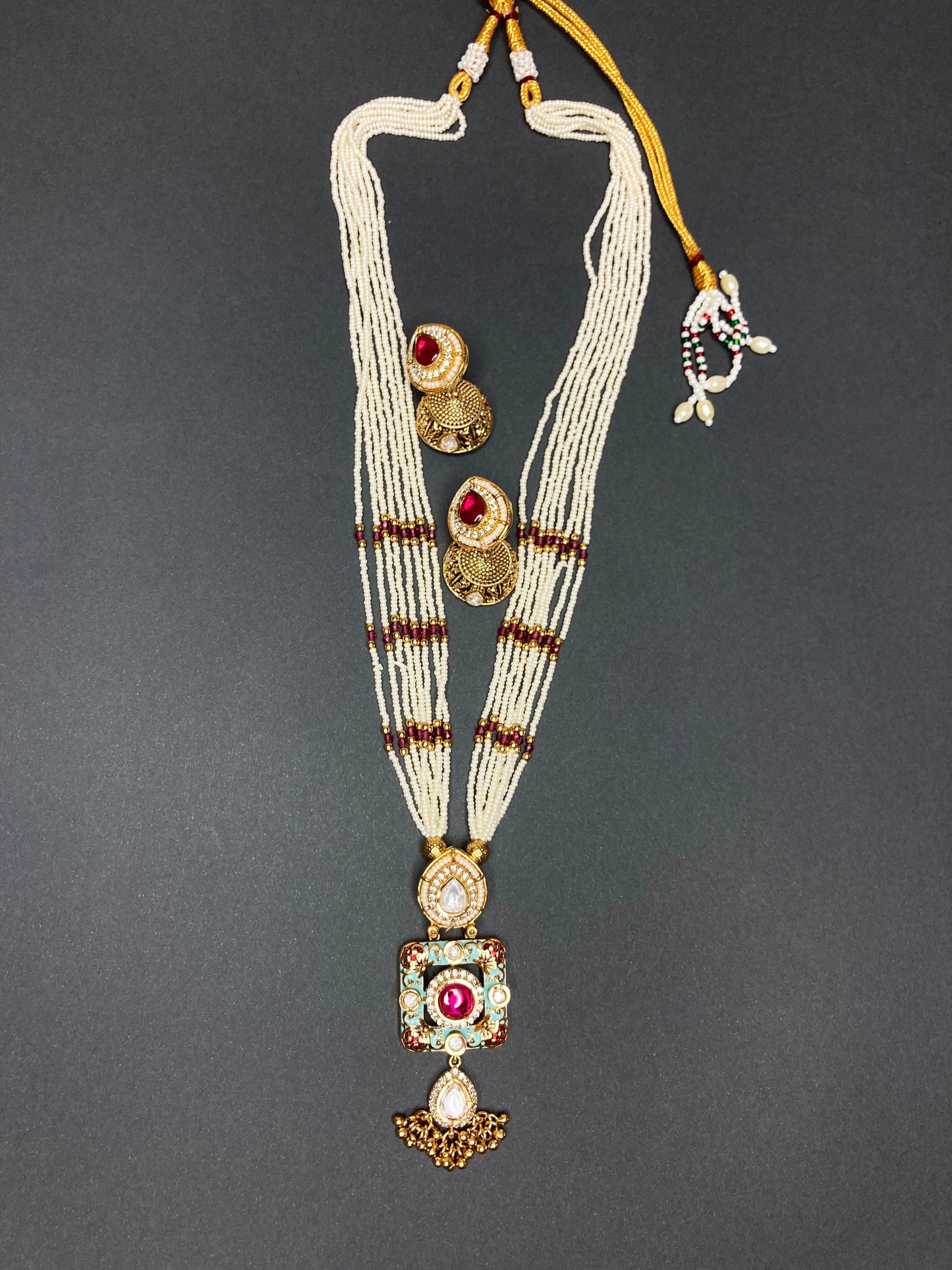 Rani Mint Lakshmi Temple Jewellery Set