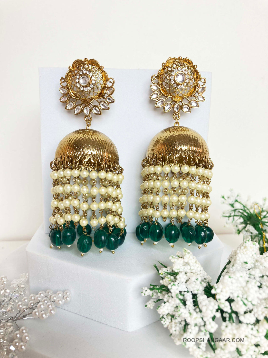 Emerald Ruchi Jhumkis