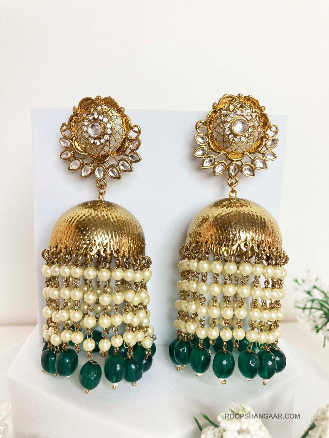 Emerald Ruchi Jhumkis
