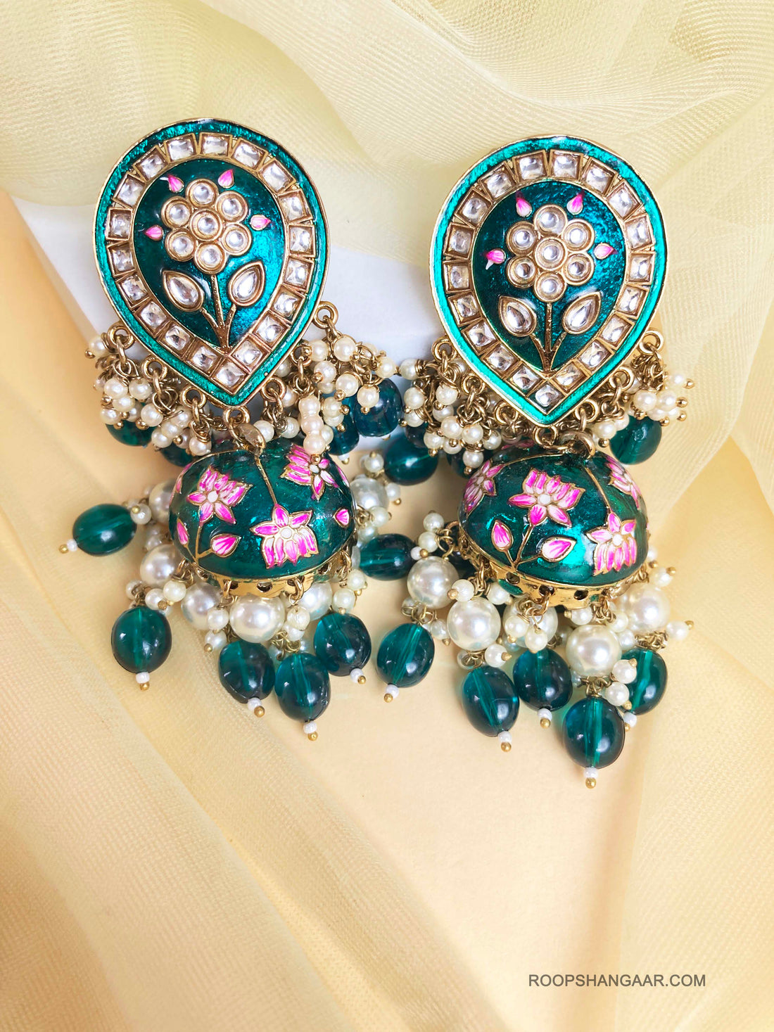Emerald Yeshika Jhumkis