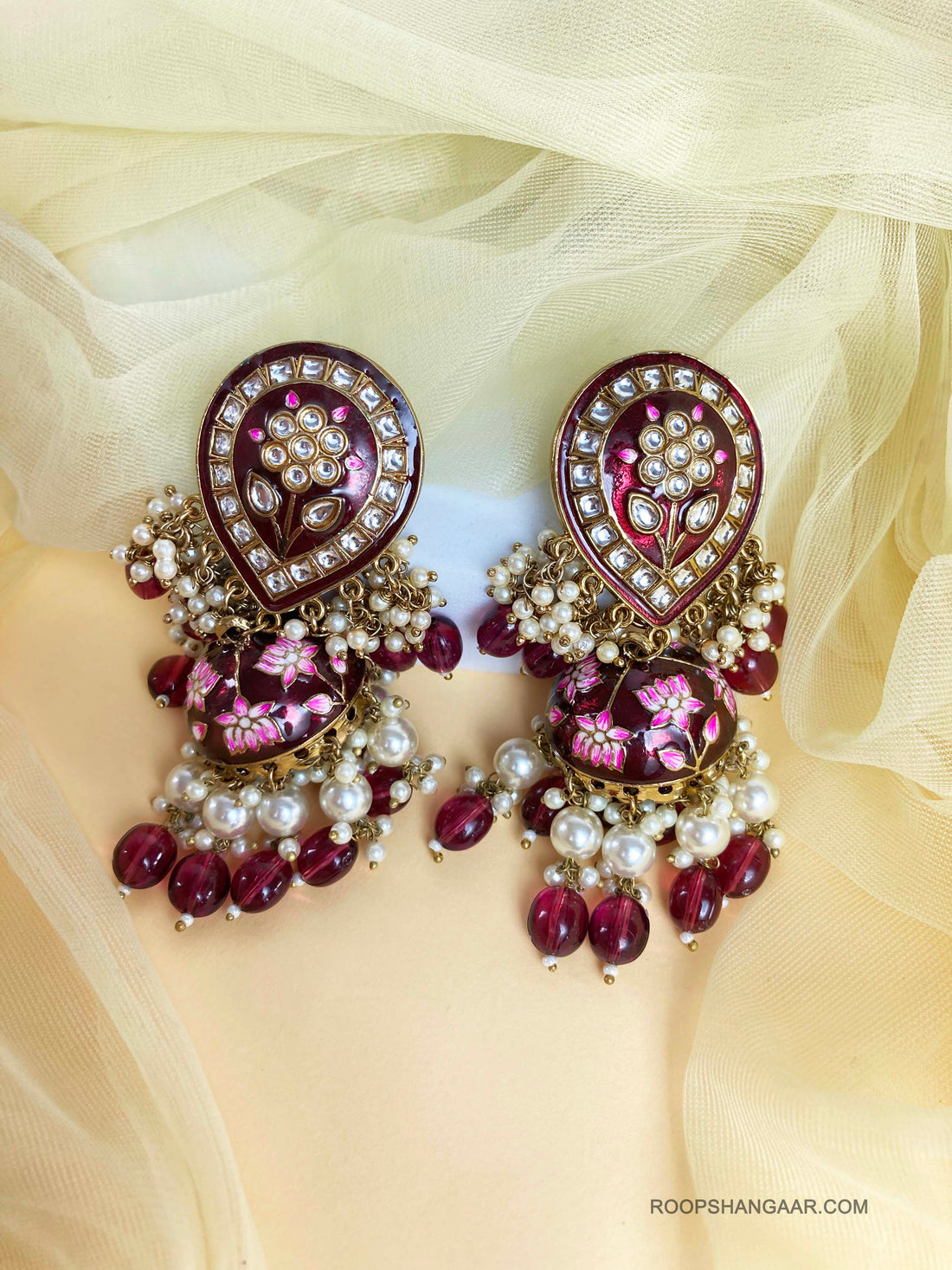 Maroon Yeshika Jhumkis