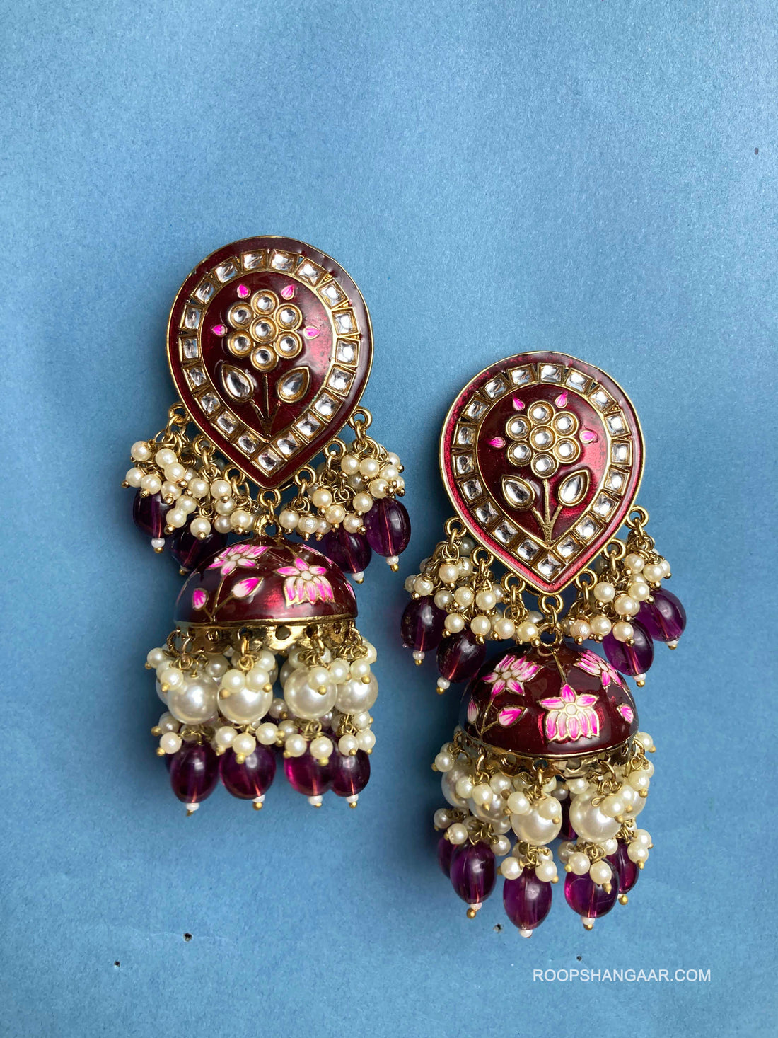 Maroon Yeshika Jhumkis