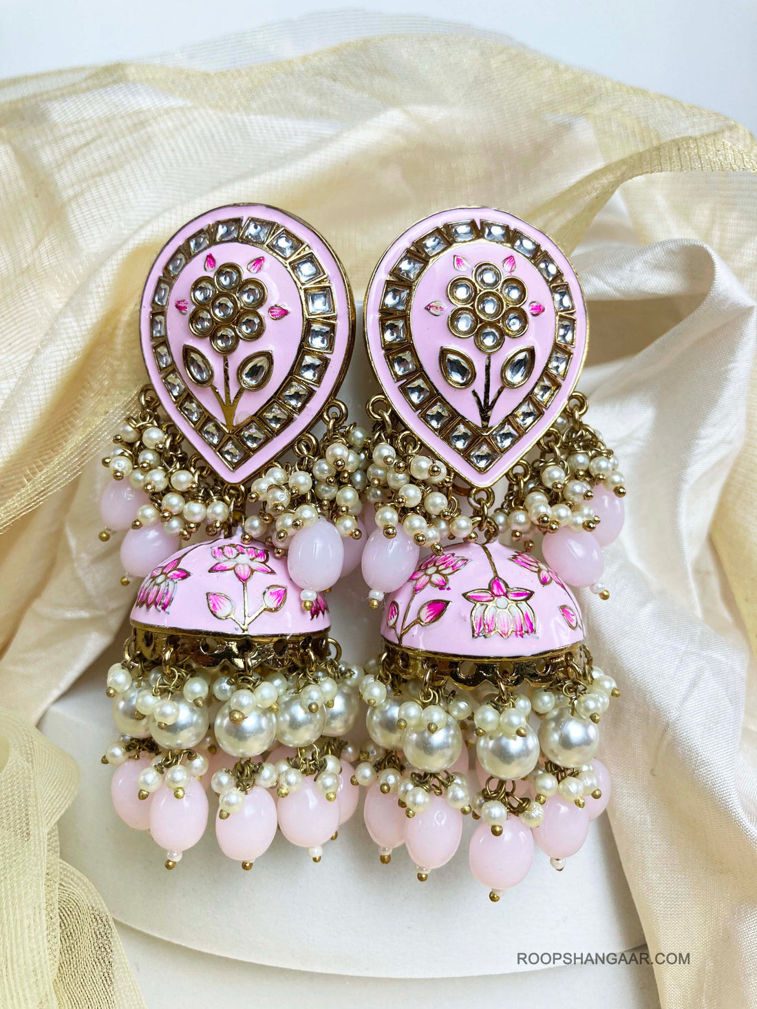 Pink Yeshika Jhumkis