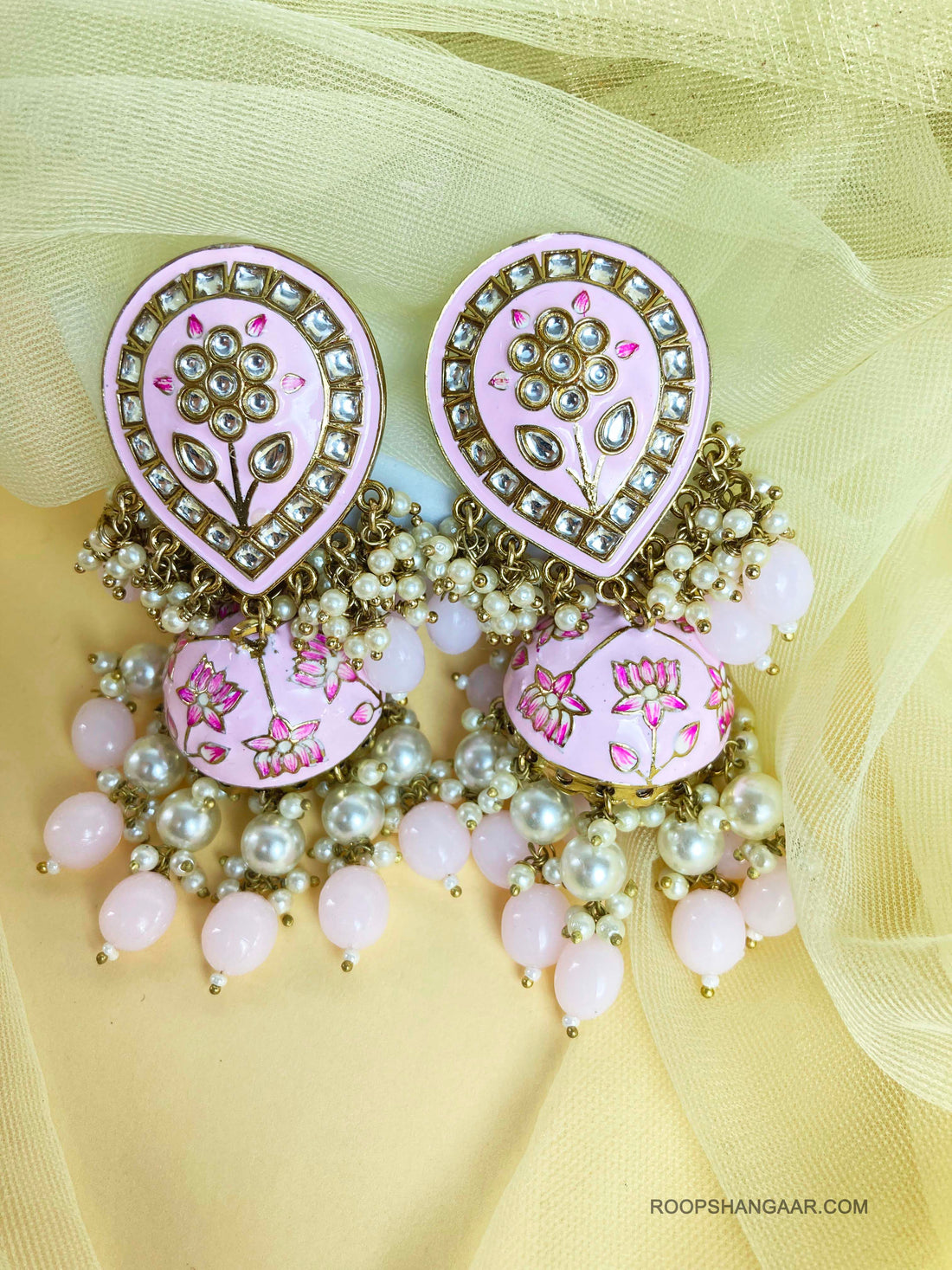 Pink Yeshika Jhumkis