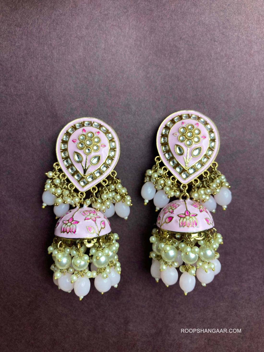 Pink Yeshika Jhumkis
