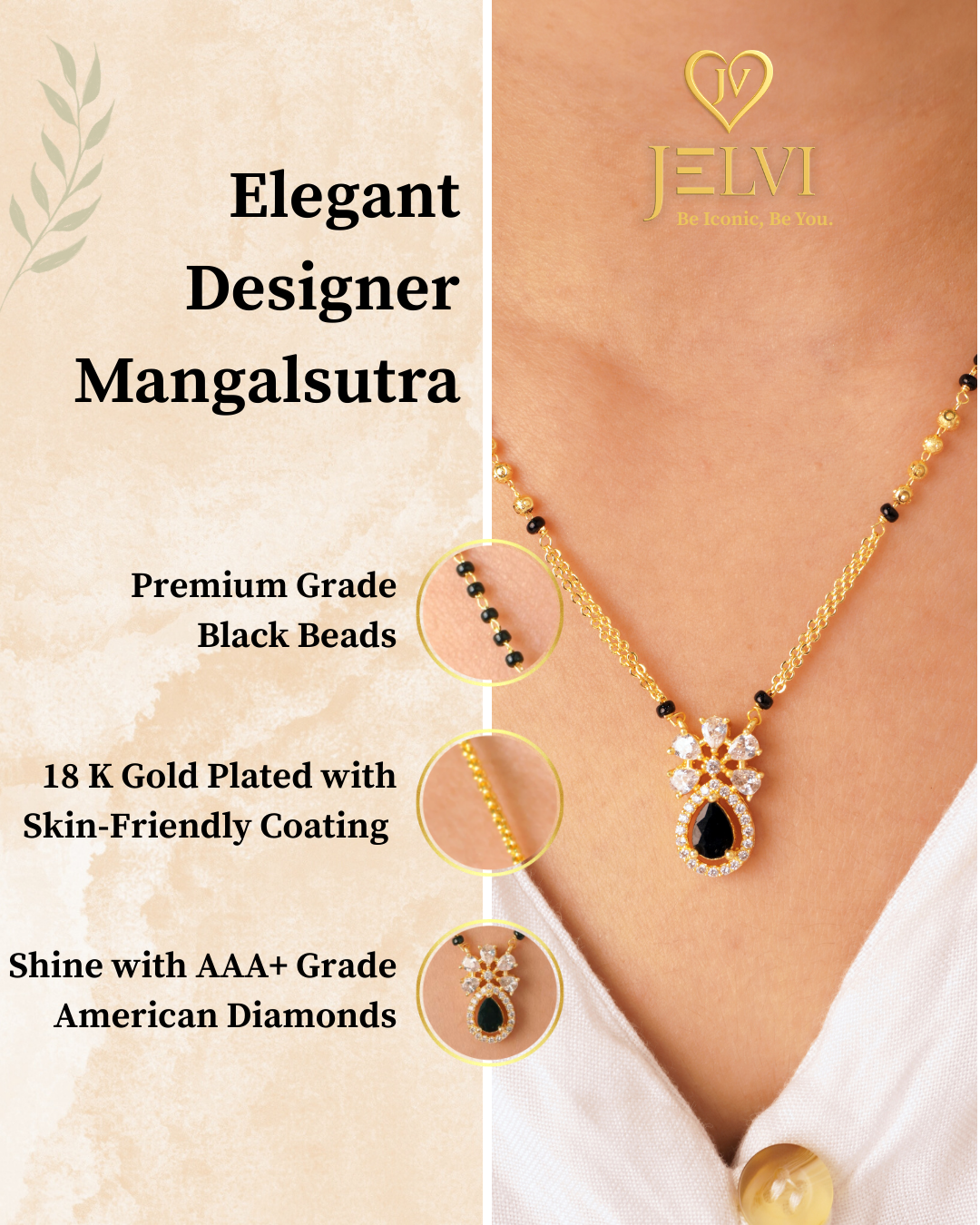 Pihu's Favourite - 18 Carat Gold Plated Diamond Mangalsutra