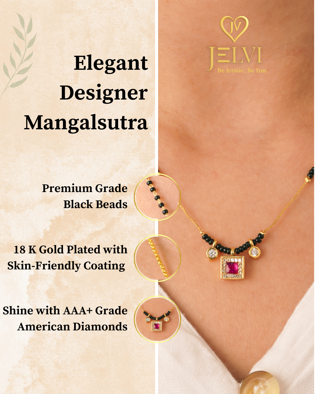Minimalist 18K Gold Plated Navya Mangalsutra with Modern Twist