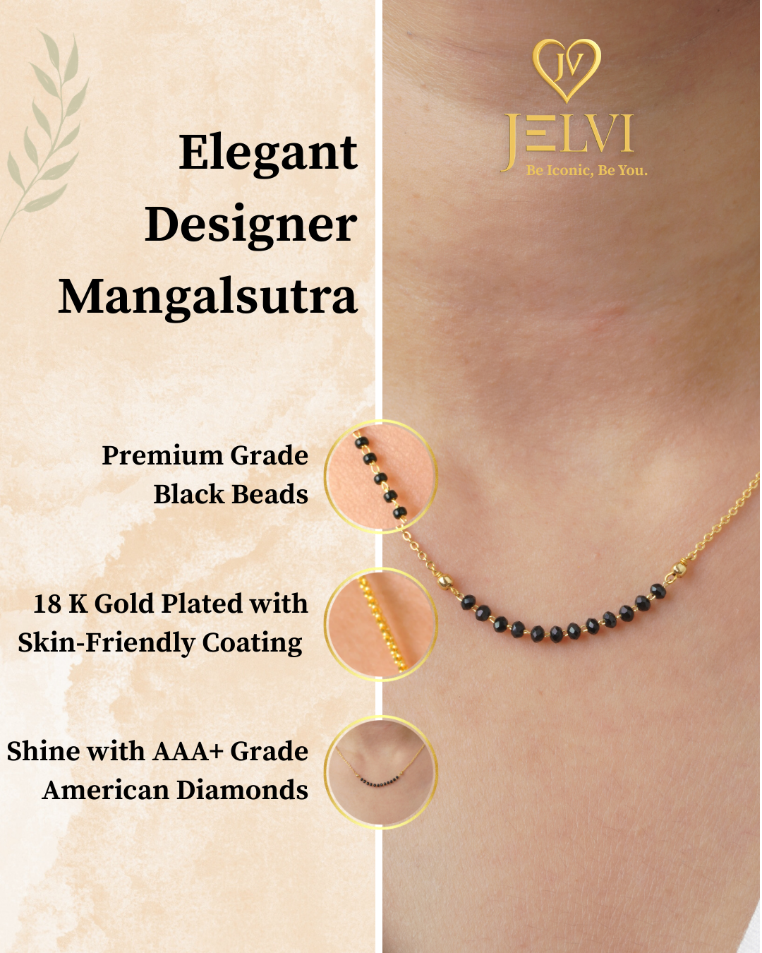18 Carat Gold Plated Saranya Style Mangalsutra