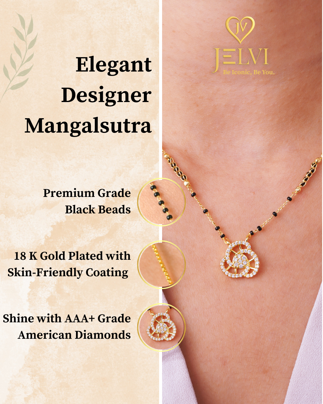 Minimalist 18K Gold Plated Ishita Mangalsutra with Modern Twist