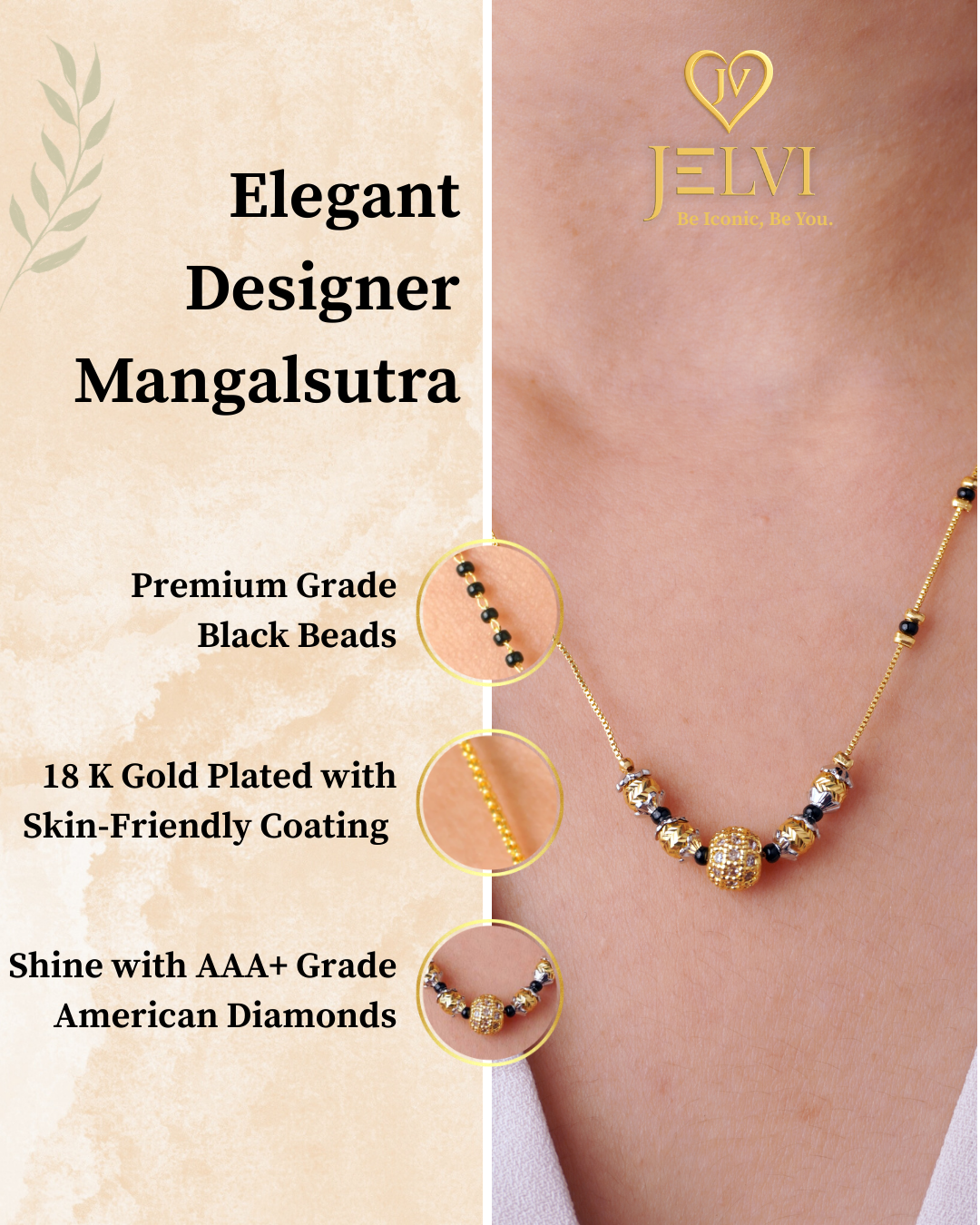 Diya's Favourite - 18 Carat Gold Plated Diamond Mangalsutra