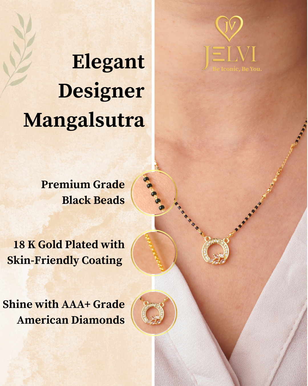 Anaya's Favourite - 18 Carat Gold Plated Diamond Mangalsutra
