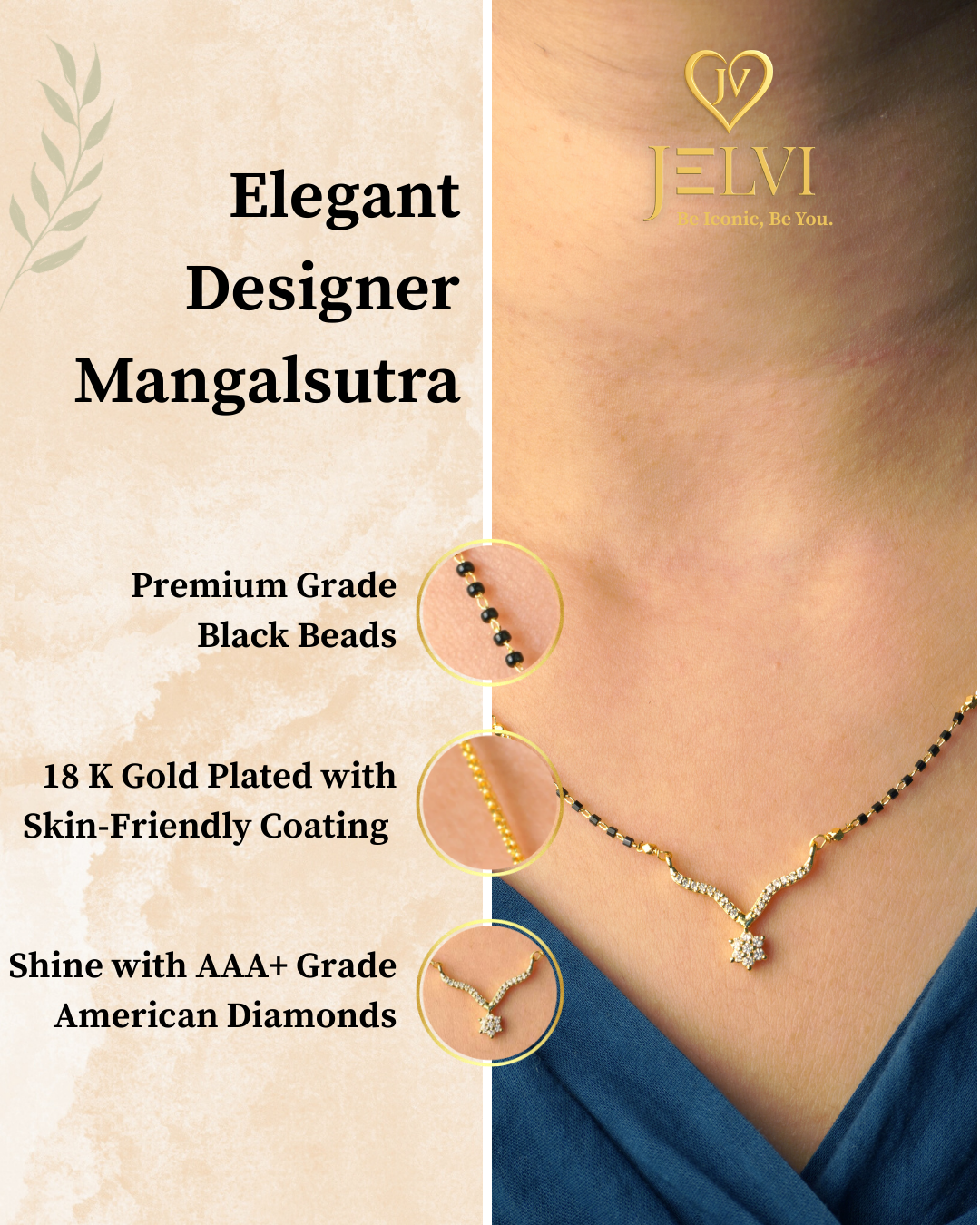 18 Carat Gold Plated Tanya Style Mangalsutra