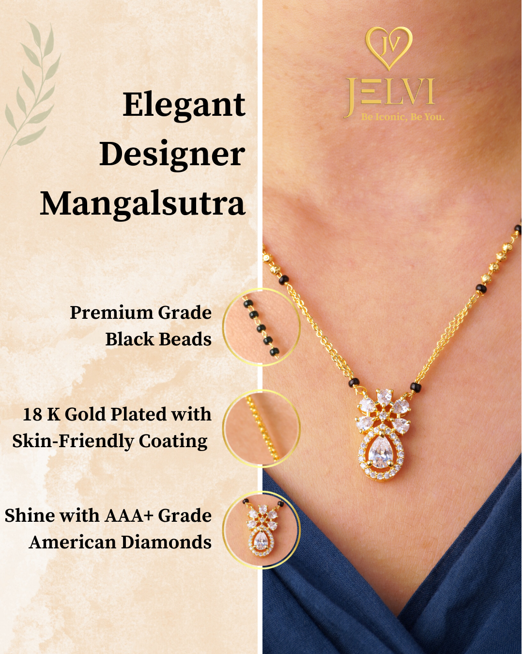 18 Carat Gold Plated Rhea Style Mangalsutra