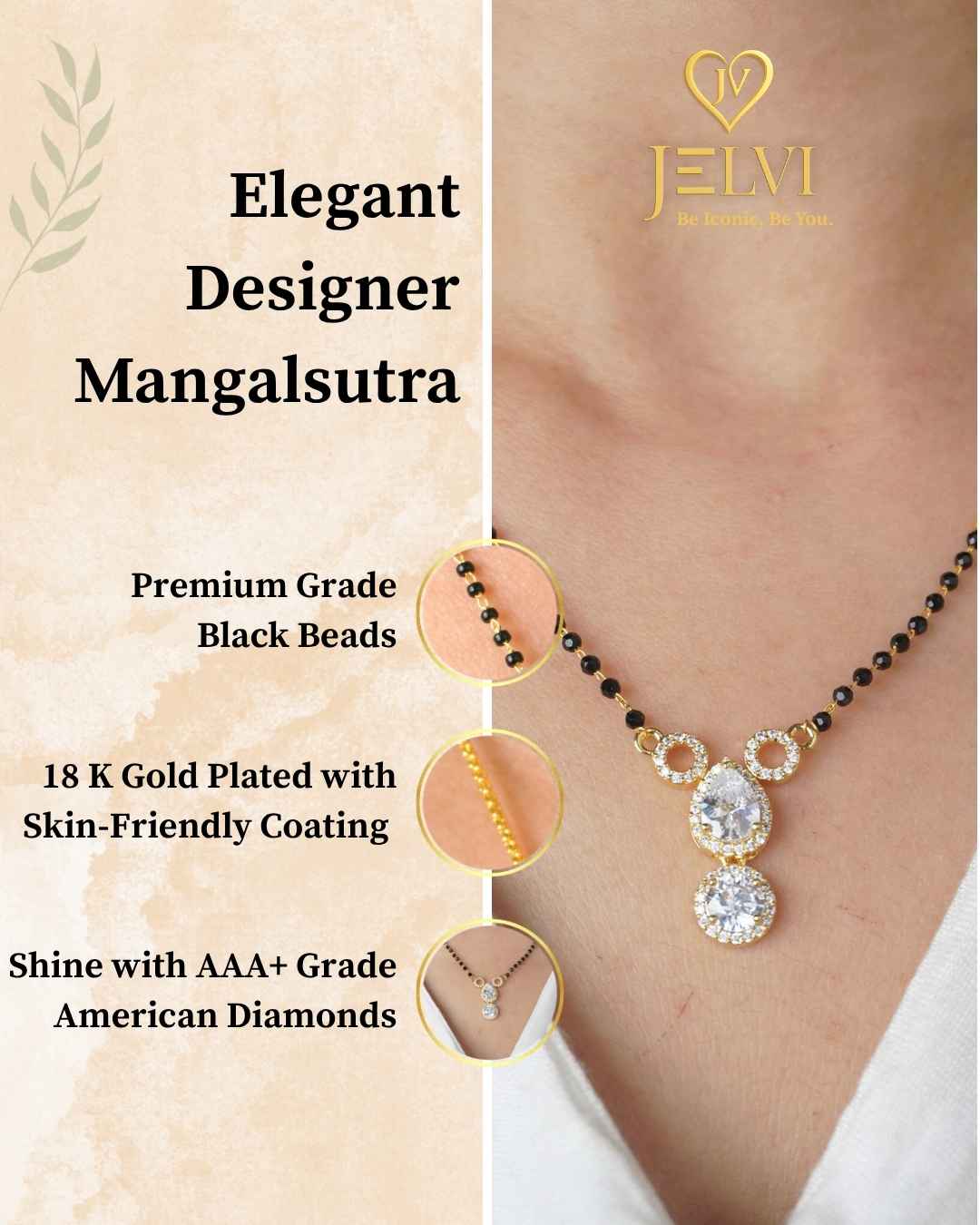 Divya's Favourite - 18 Carat Gold Plated Diamond Mangalsutra