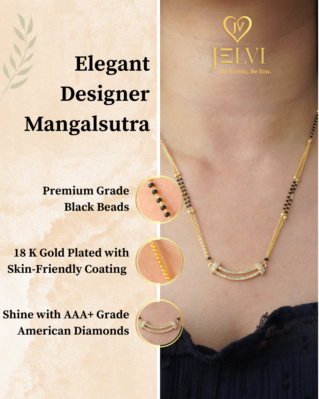 Pari Designer Mangalsutra in 18 Carat Gold Plating