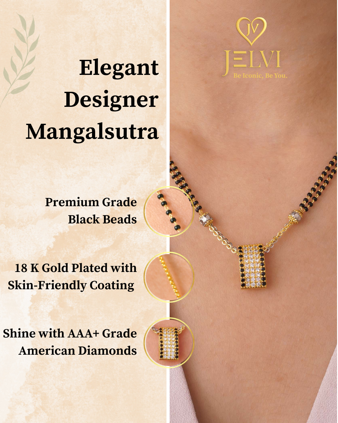 Jelvi's 18 Carat Gold Plated Mangalsutra for Women