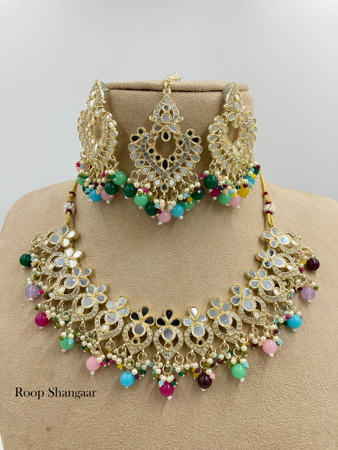 Multicolor Ishika Mirror Necklace set
