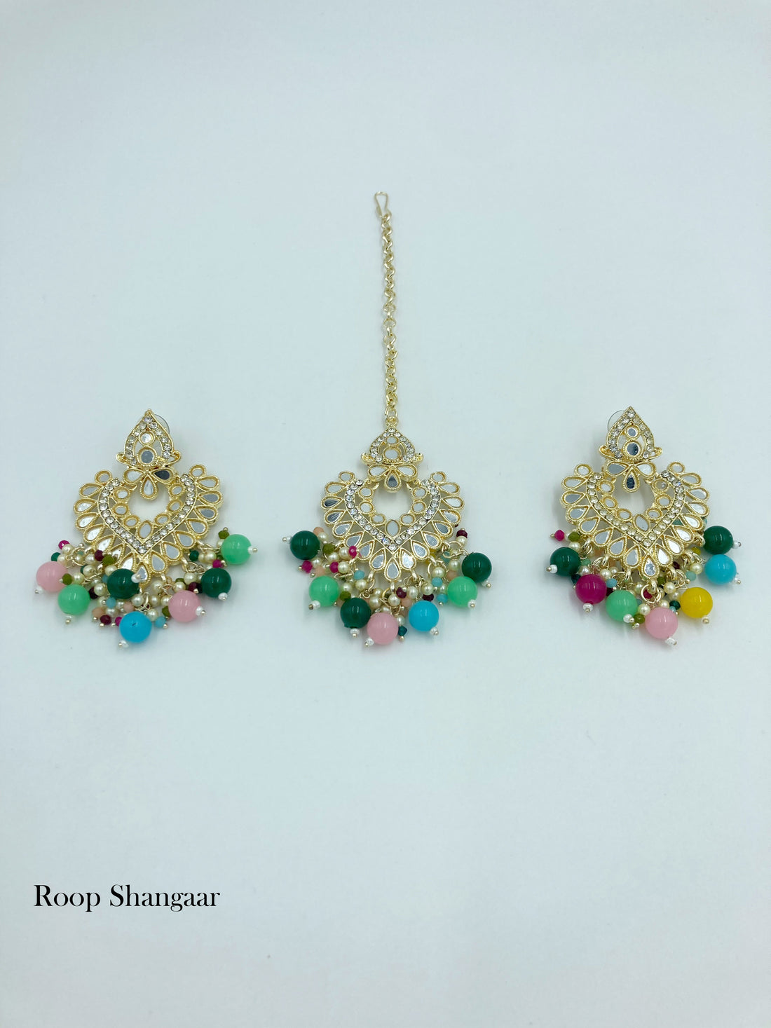 Multicolor Ishika Mirror Necklace set