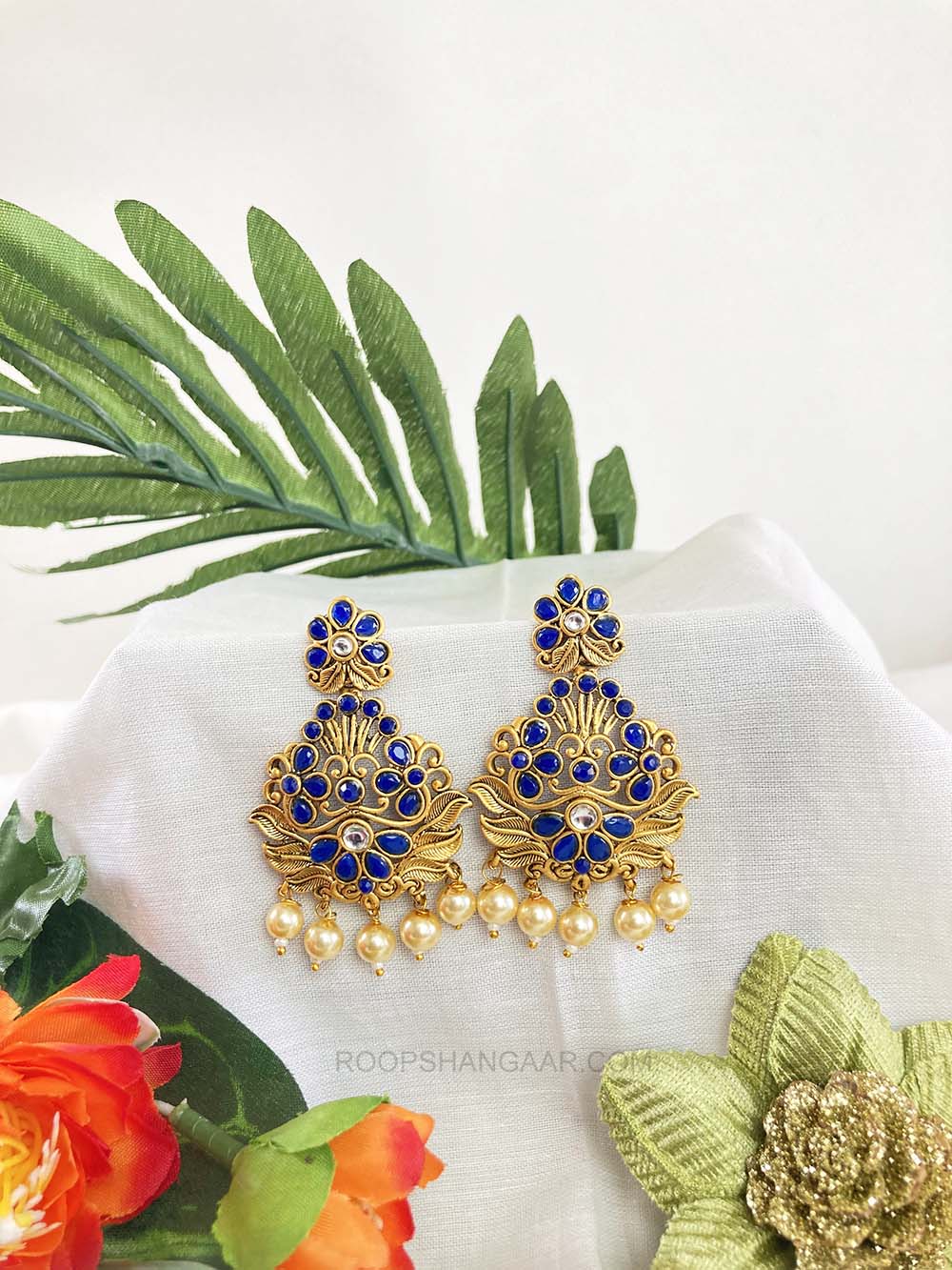 Navi Blue Pritika Chandbali Earrigs